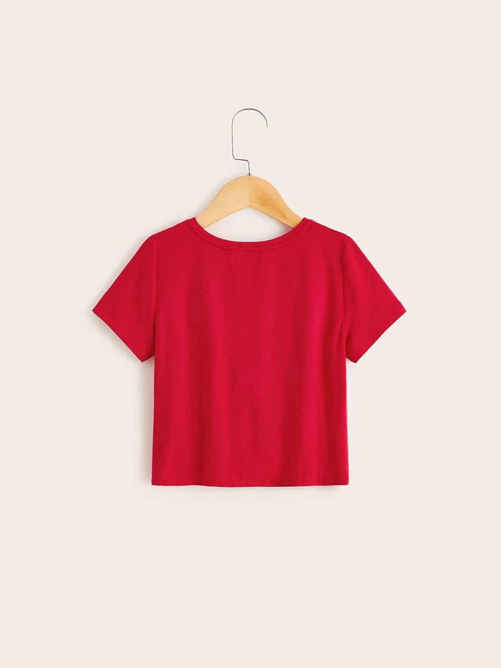 Girls Casual Twist Hem Short Sleeve Round Neck Crop Top Tee Shirt