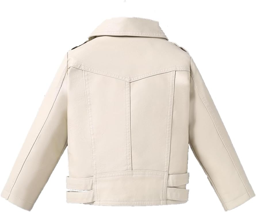Girls Boys Biker Jacket Faux Leather Rivets Leather Motor Jacket Coat For Kids 3-16Years