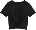 Girls Shirts Casual Summer Twist Front Tunic Blouses Cute Tee Shirt Tops Size 5-14 Years
