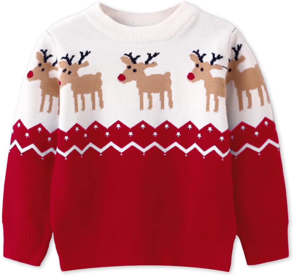 Kids Christmas Sweater for Toddler Girls Boys Holiday Pullover Top