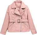 Girls Faux Leather Jacket Motorcycle Biker Coat Kid's Fall PU Outerwear (5-14 Years)