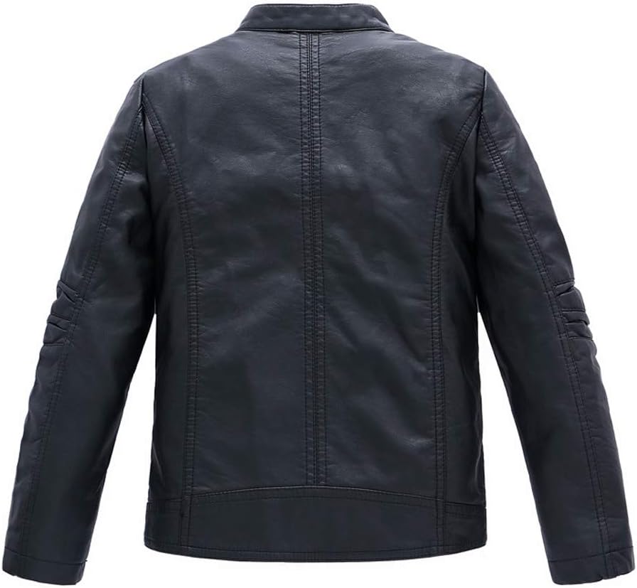 Boys Stand Collar Leather Jackets Kids Spring Faux Leather Motorcycle Coats