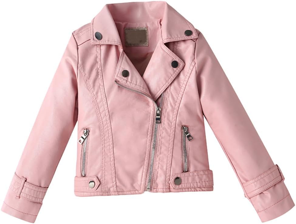 Girls Leather Jacket Children Motorcycle Jacket Faux Leather Coat