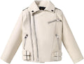 Girls Boys Biker Jacket Faux Leather Rivets Leather Motor Jacket Coat For Kids 3-16Years