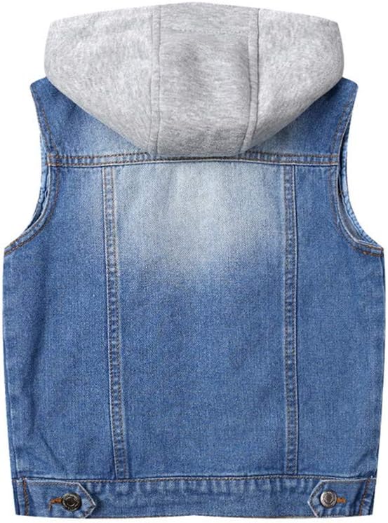 Boys Sleeveless Denim Jacket Girls Jean Vest Hoodies Kids Waistcoat Outerwear