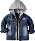 Boys Kids Hooded Denim Jacket Teens Jean Jacket with Hood