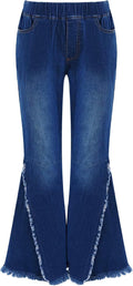Kids Girls Casual Jeans Bell Bottom Denim Pants Jeans Ripped High Waist Retro Wide Leg Flare Pants