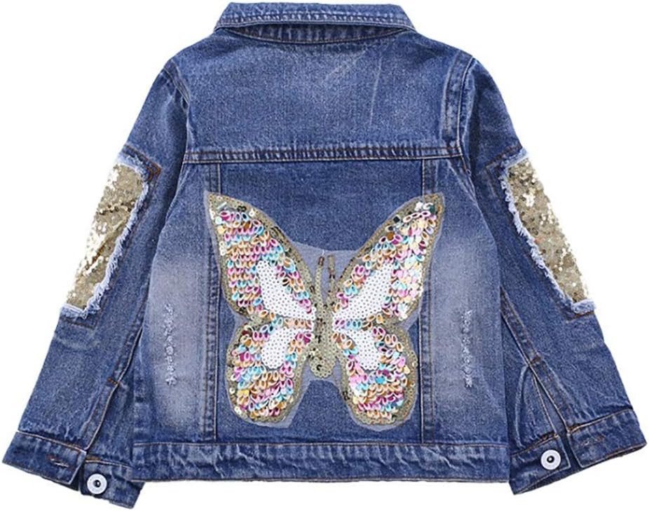 3-10Years Little Big Girls Spring Autumn Embroidered Denim Jacket