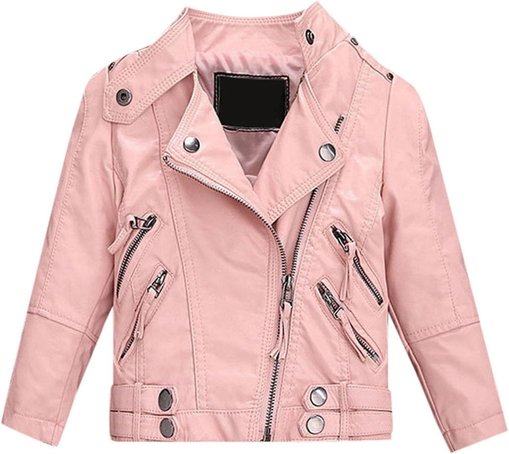 Kids Girl Spring Pu Leather Jacket Motorcycle Coat For Boy Faux Leather Jacket Warm Jackets Girls