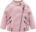 Little Boys Girls Motorcycle Jacket Collared Faux Leather