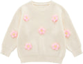 Toddler Girls Flower Knit Sweater Fall Winter Clothes Long Sleeve Baby Girls Pullover Sweatshirt Outfits 1-5T