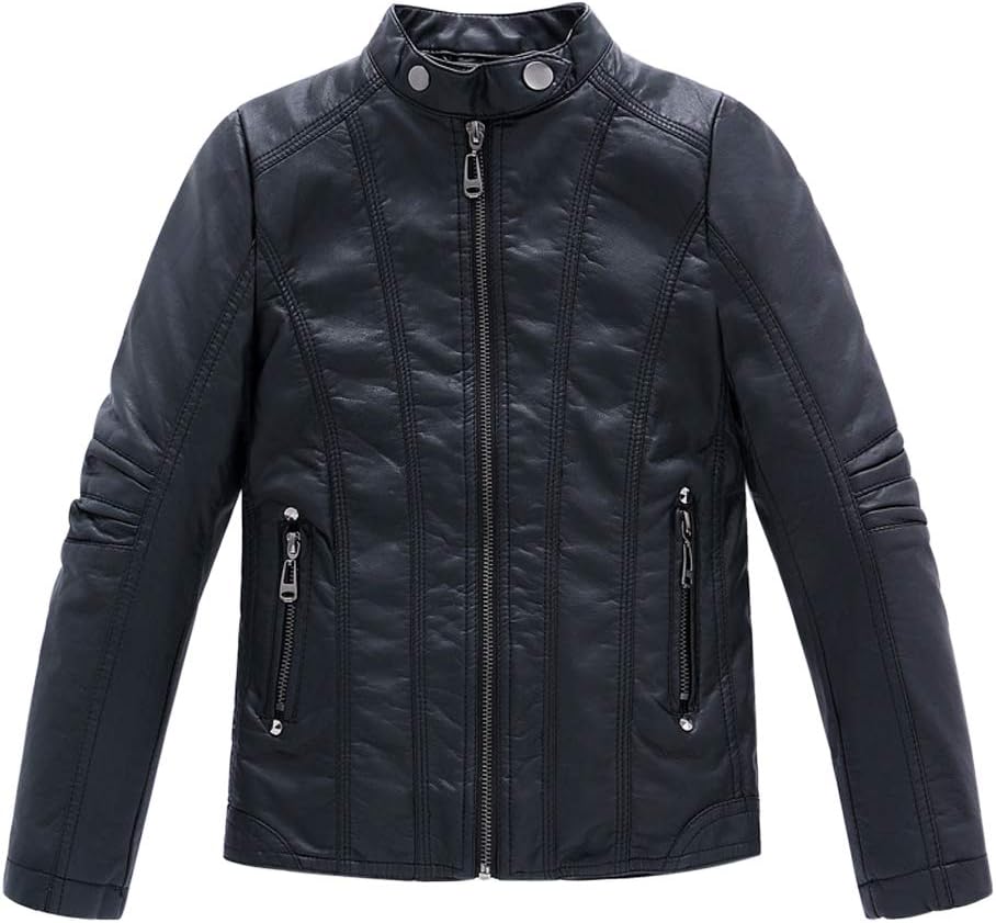 Boys Stand Collar Leather Jackets Kids Spring Faux Leather Motorcycle Coats
