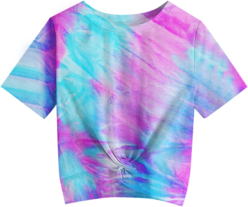Girls Shirts Casual Summer Twist Front Tunic Blouses Cute Tee Shirt Tops Size 5-14 Years