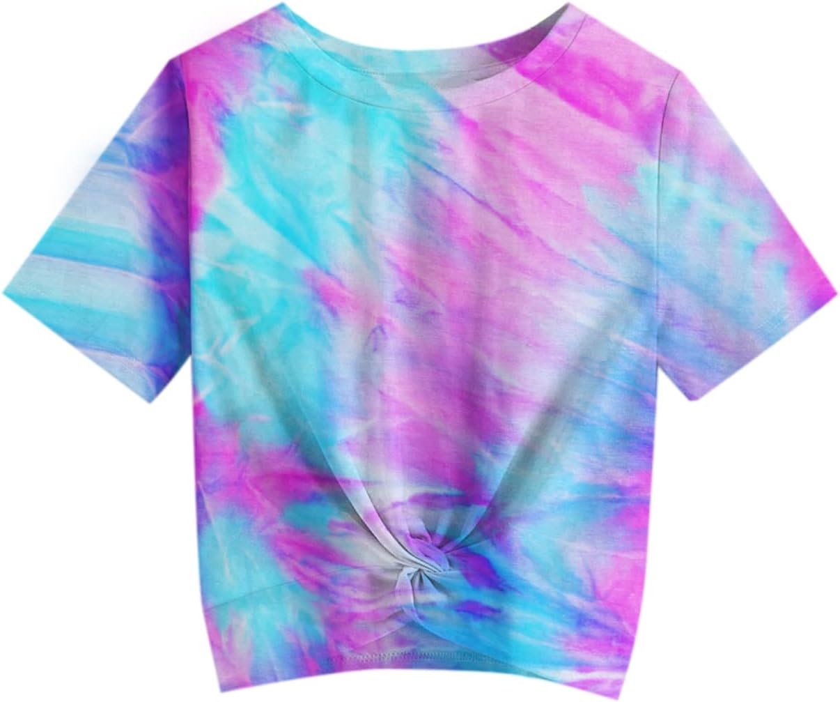 Girls Shirts Casual Summer Twist Front Tunic Blouses Cute Tee Shirt Tops Size 5-14 Years