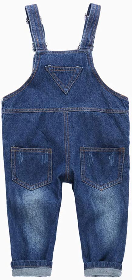 Baby Little Snap Leg/Crotch Mettal Buttons Reipped Denim Overalls