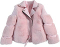 Toddler Girls Belted Faux Leather Moto Jacket Fall and Winter Fashion Biker Coat Zip Leather Jackets Snow Suit