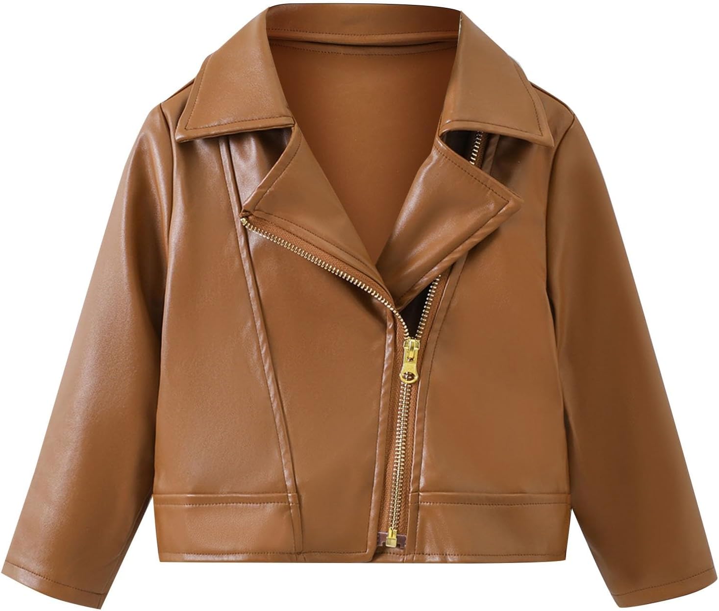 Toddler Boys Girls Motorcycle Leather Jacket Lapel  Zipper Coat Baby Long Sleeve Autumn Fashion Clothing