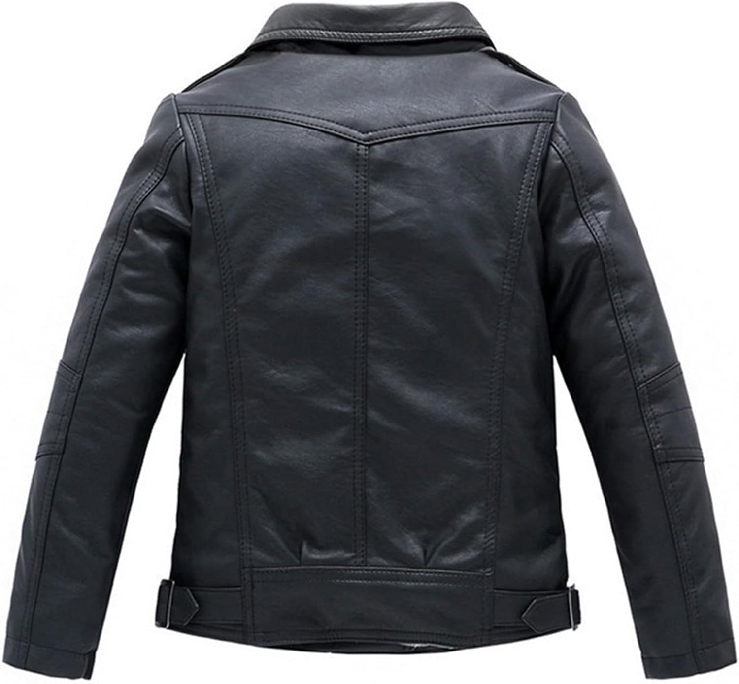 Boys Girls Spring Motorcycle Faux Leather Jackets with Oblique Zipper
