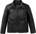 Boys Stand Collar Leather Jackets Kids Spring Faux Leather Motorcycle Coats for 3-12Years