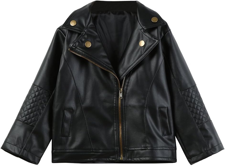 Baby Girl Boy Fashion Leather Jacket Clothes Zipper Solid Color Short Outwear Tops Casual Comfy Overcoat for Children