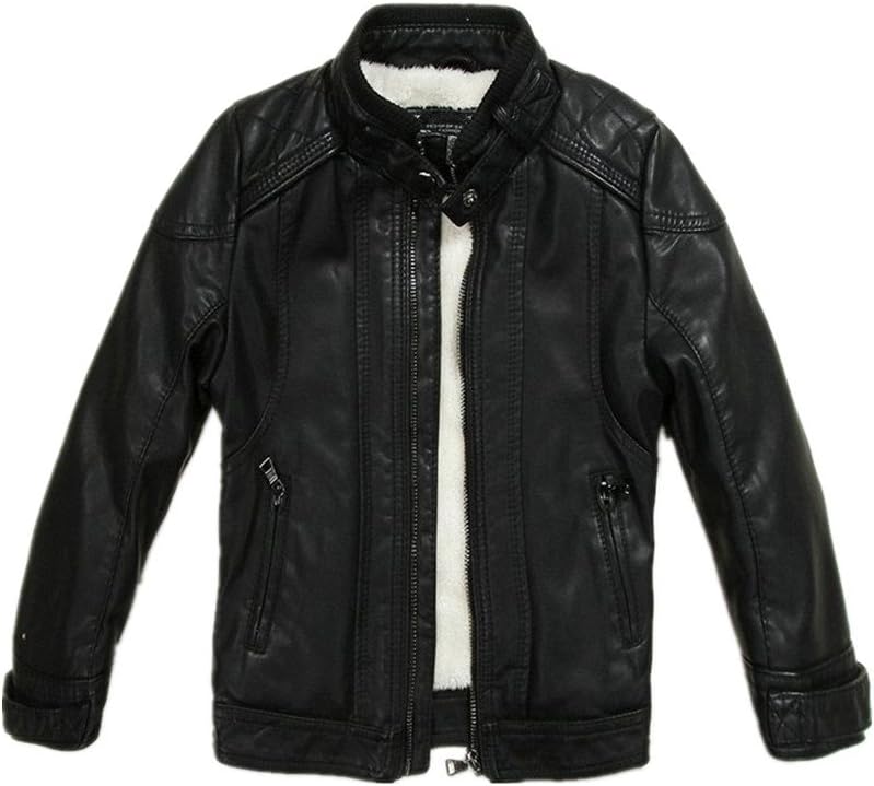 Boys Winter Pu Leather Jackets Children Velvet Motorcycle Thicken Coats