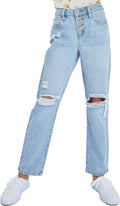Girls  Button Fly Straight Leg Hybrid Jeans