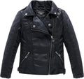 Boys Girls Spring Motorcycle Faux Leather Jackets with Oblique Zipper