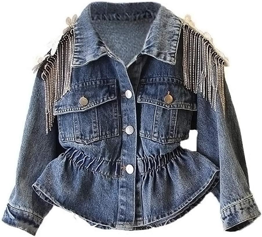 Unicorn Jean Jacket for Girls Kids & Toddler with Sparkly Sleeve, Girls' Spring Outfit Denim Jackets Outerwear