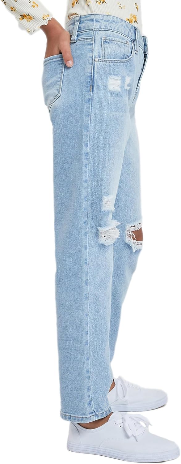 Girls  Button Fly Straight Leg Hybrid Jeans
