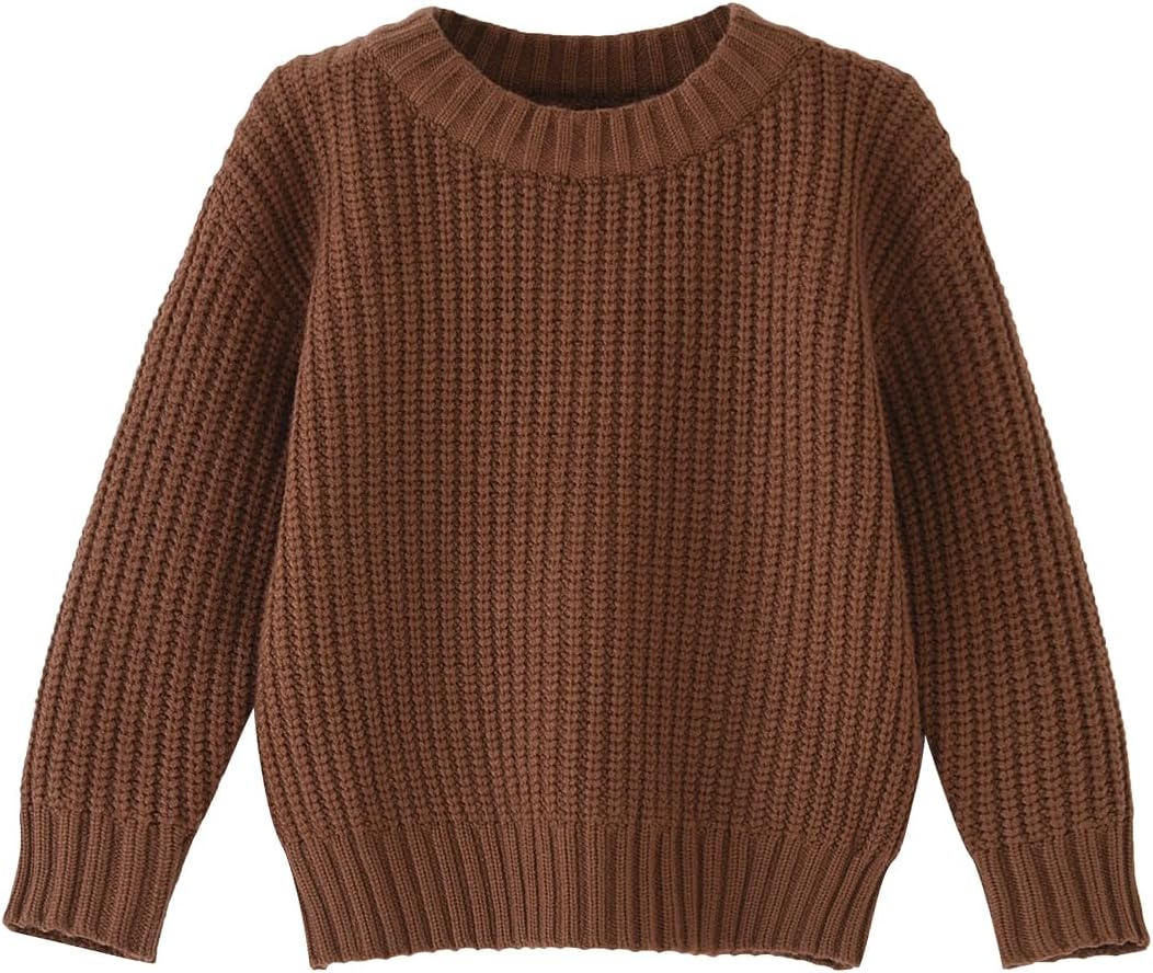 Toddler Baby Boys Girls Knitted Sweater Warm Soild Pullover Top Autumn Winter Outfits