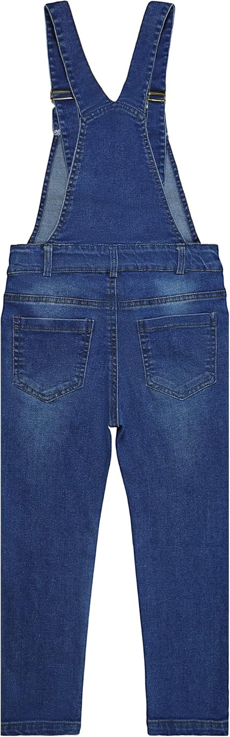 Boys Denim Overalls,Ripped Holes Elastic Band Inside Jeans Workwear