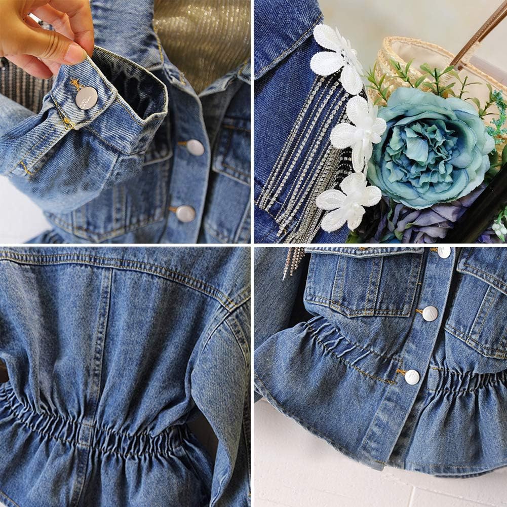 Unicorn Jean Jacket for Girls Kids & Toddler with Sparkly Sleeve, Girls' Spring Outfit Denim Jackets Outerwear