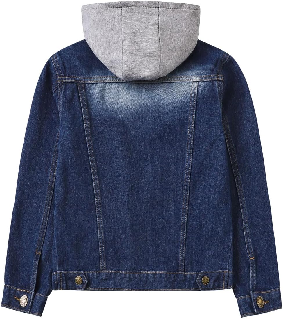 Boys Kids Hooded Denim Jacket Teens Jean Jacket with Hood
