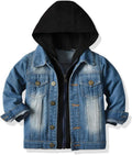 Little Boys Girls Cardigan Hooded Lapel Zipper Pocket Baby Denim Coat Jackets Outerwear