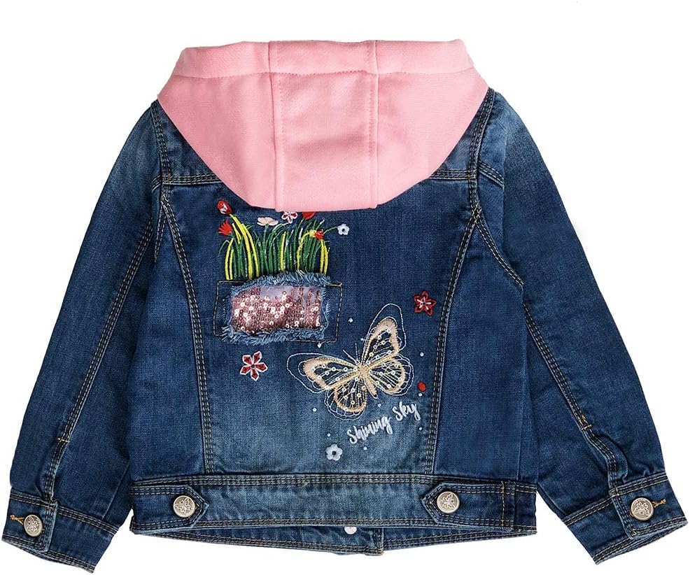 2-11Y Little&Big Girls Sequin Outerwear Embroidery Denim Jacket