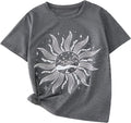 Graphic Tees for Girl Floral Print Short Sleeve Round Neck T Shirts Tops