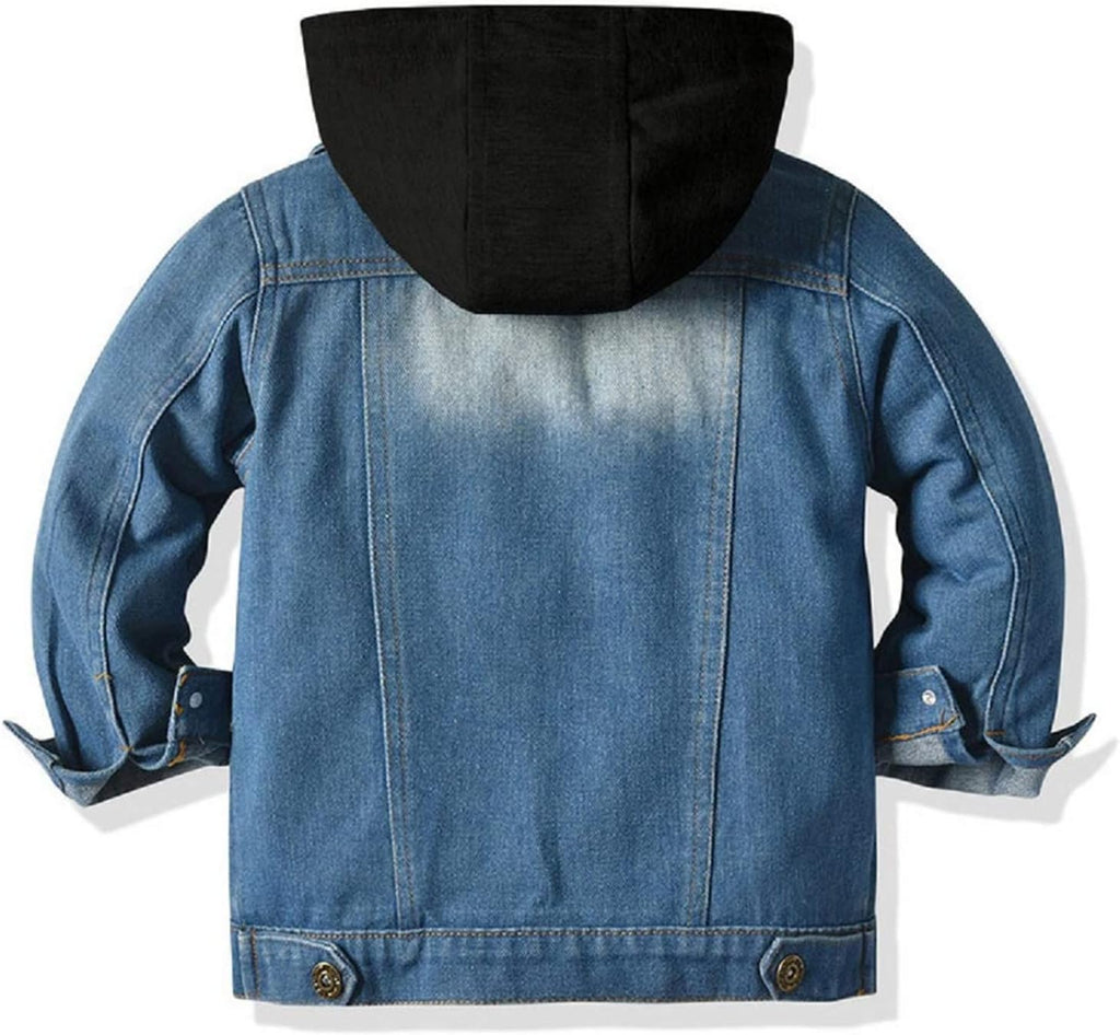 Little Boys Girls Cardigan Hooded Lapel Zipper Pocket Baby Denim Coat Jackets Outerwear