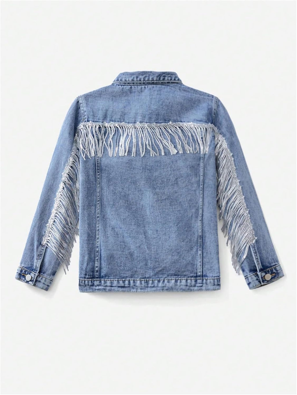 Girl's Denim Jacket Long Sleeve Button Down Y2K Sequin Fringe Jackets Coat