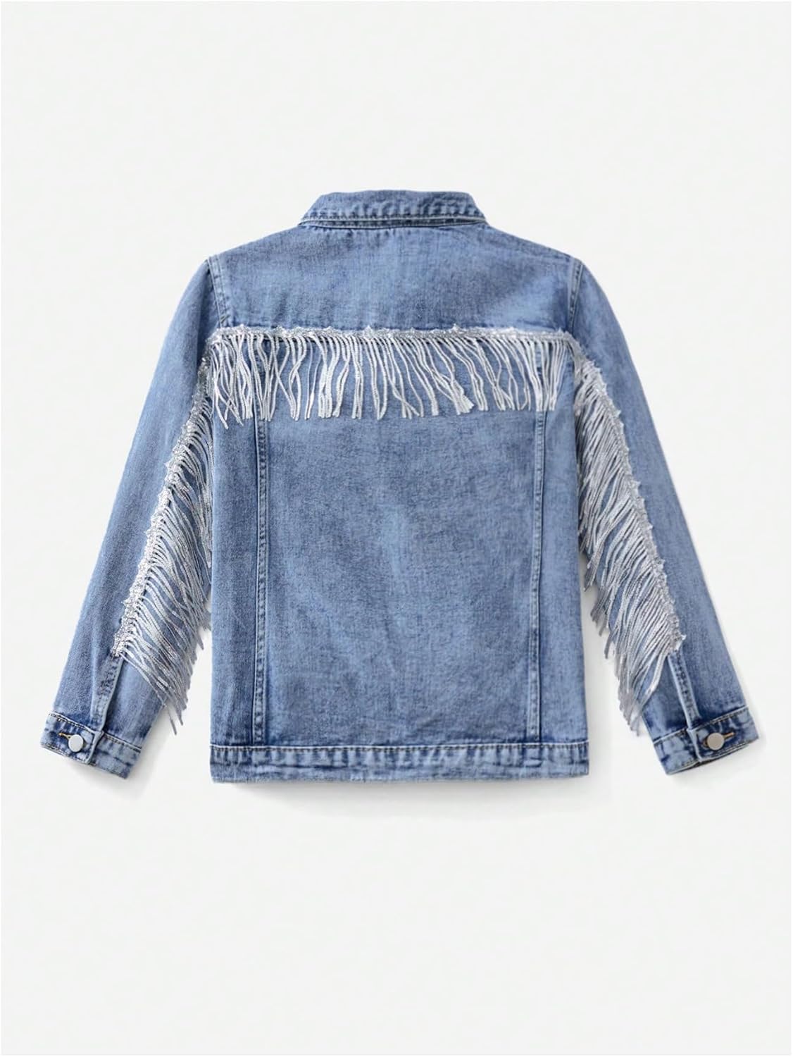 Girl's Denim Jacket Long Sleeve Button Down Y2K Sequin Fringe Jackets Coat