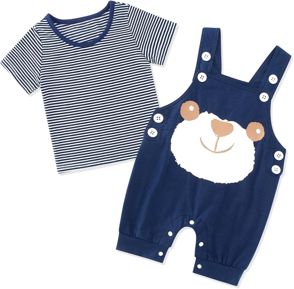 Baby Boys Clothes Set Summer Newborn Shorts Outfits 2pcs Short Sleeve T-shirt Top + Short Dungarees
