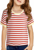 Girls Striped Color Block Short Sleeve T Shirts Casual Crewneck Summer Cute Tee Tops 4-13 Years