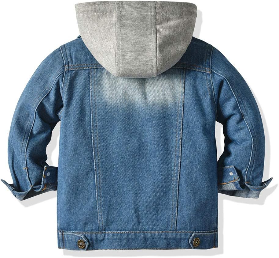 Little Boys Girls Hooded Zipper Denim Coats Kids Jeans Jacket Outerwear Tops
