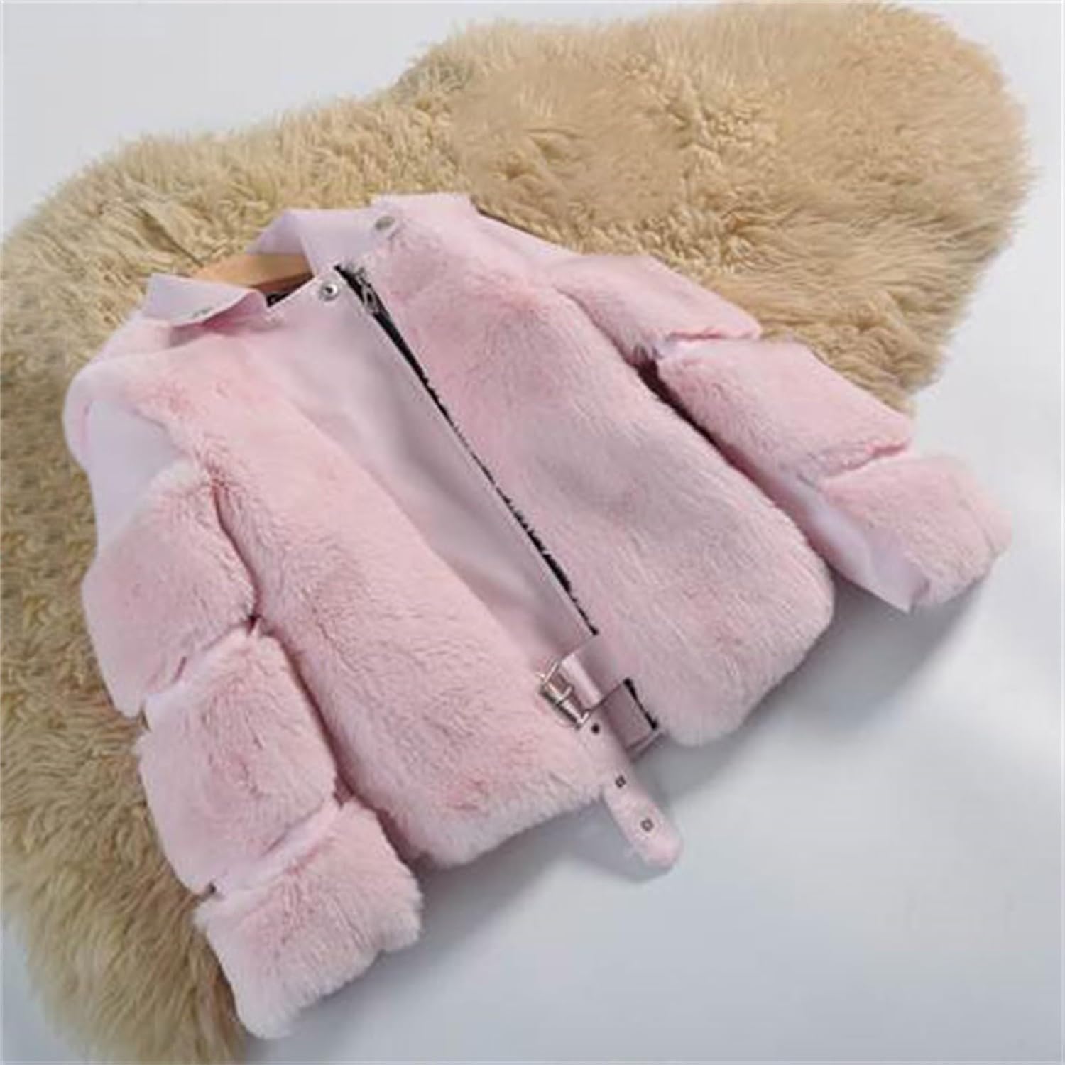 Toddler Girls Belted Faux Leather Moto Jacket Fall and Winter Fashion Biker Coat Zip Leather Jackets Snow Suit