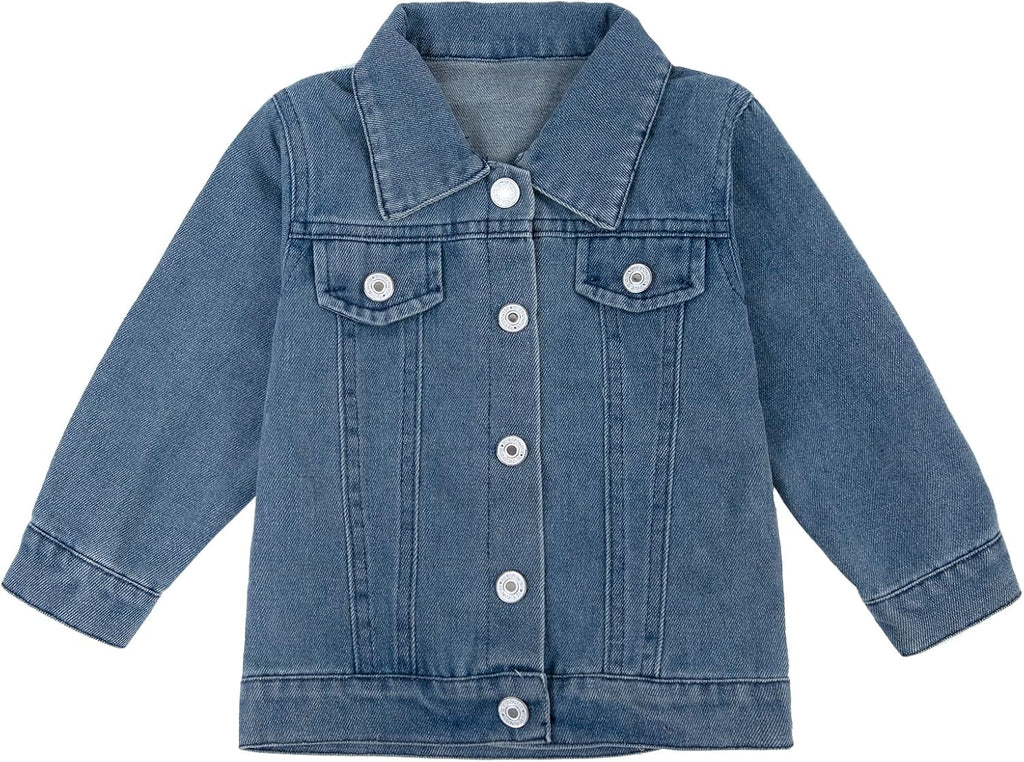 Toddler Baby Boys Girls Jean Jacket Kids Denim Jacket Long Sleeve with Button Outwear Top Coat Outfit 18 Month-7 Years