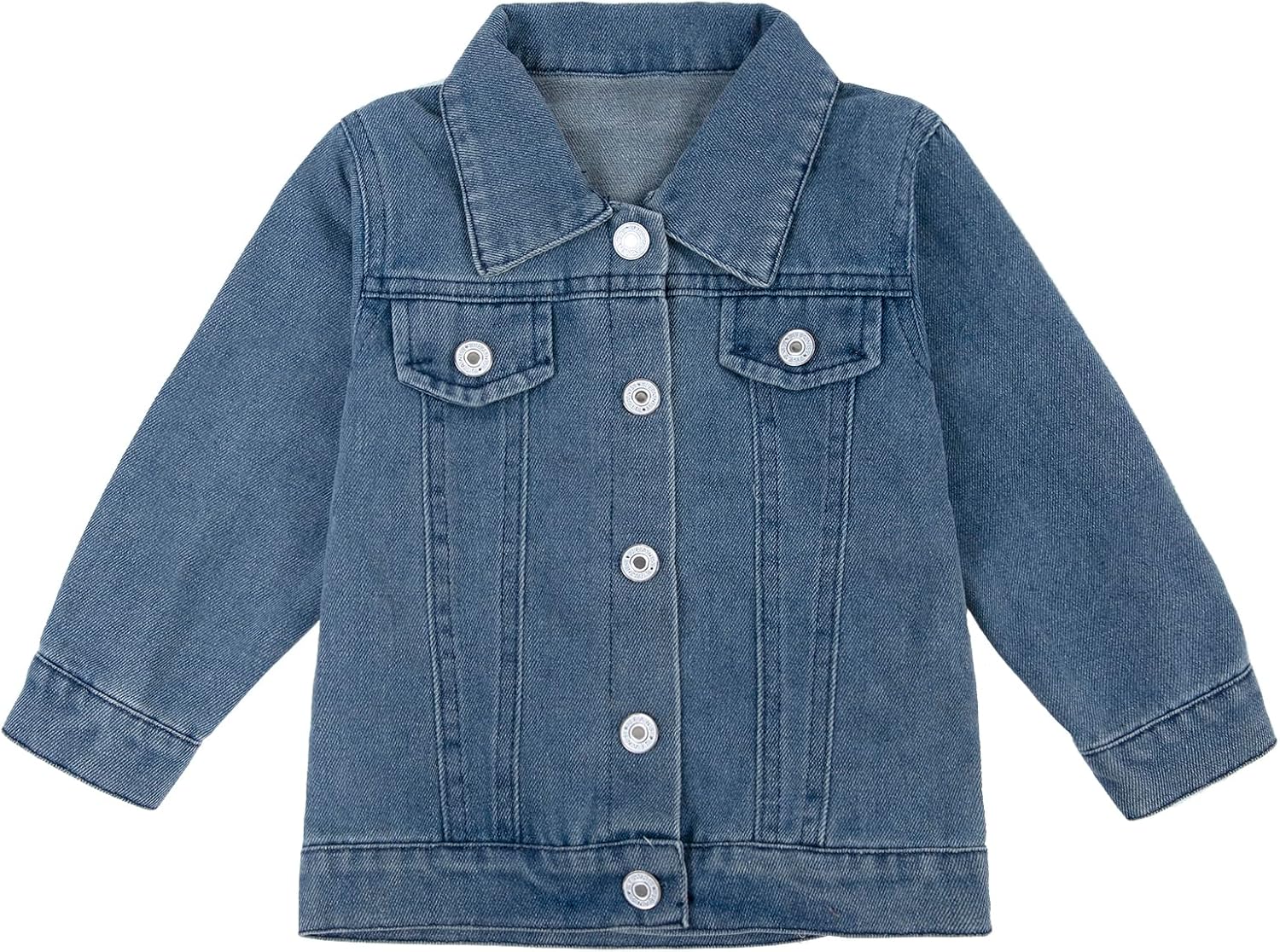 Toddler Baby Boys Girls Jean Jacket Kids Denim Jacket Long Sleeve with Button Outwear Top Coat Outfit 18 Month-7 Years