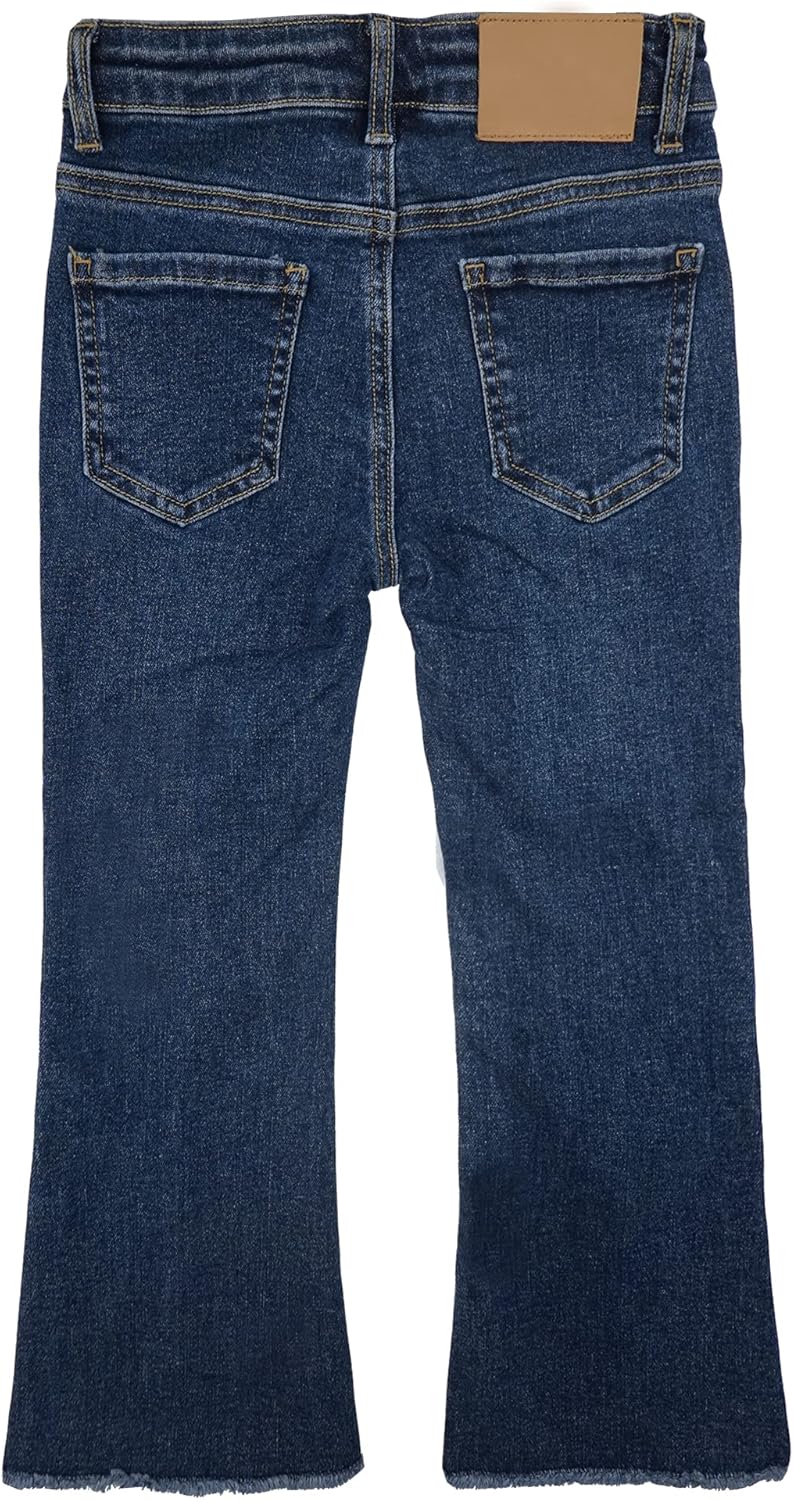 Girls Jeans,Raw Edge 3 Buttons Stretchy Bell-Bottom Denim Pants