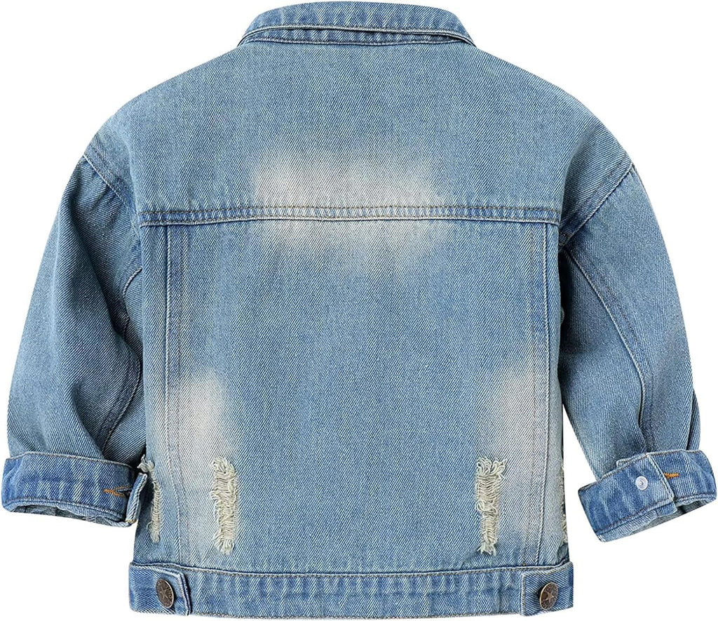 Baby Boys Girls Denim Jacket Kids Toddler Button Down Jeans Jacket Top Coat Outerwear