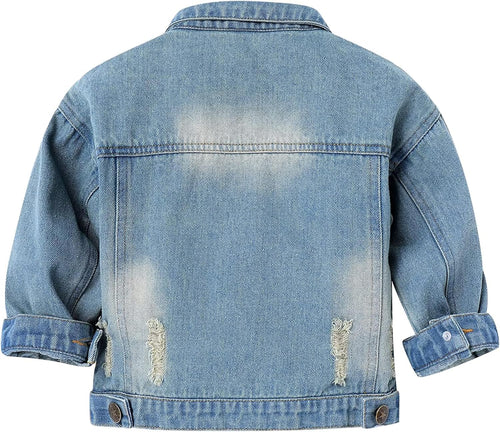 Baby Boys Girls Denim Jacket Kids Toddler Button Down Jeans Jacket Top Coat Outerwear