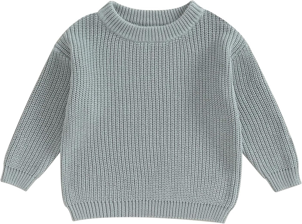 Baby Girl Boy Toddler Knit Sweater Cute Round Neck Long Sleeve Blouse Pullover Oversized Sweatshirt Warm Kids Tops