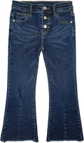Girls Jeans,Raw Edge 3 Buttons Stretchy Bell-Bottom Denim Pants